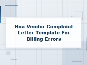 Hoa Vendor Billing Error Complaint Letter Template
