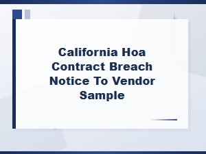 Sample Vendor Contract Breach Notice for California Hoas
