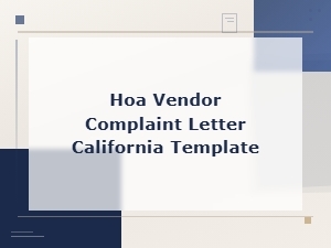 California Hoa Vendor Contract Breach Complaint Letter Template