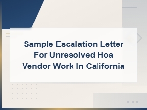 Sample Hoa Escalation Letter for Unresolved Vendor Work