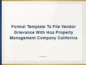California Hoa Vendor Grievance Letter Template