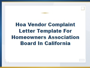California Hoa Vendor Complaint Letter Template