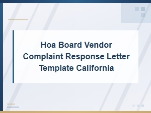 Hoa Board Vendor Complaint Response Letter Template California