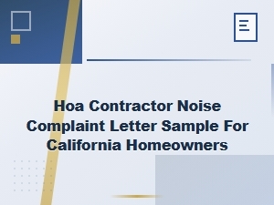 Hoa Contractor Noise Complaint Letter for Ca Homeowners
