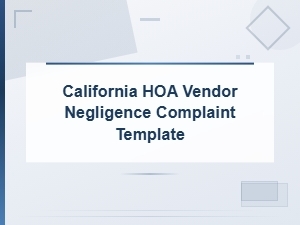 California Hoa Vendor Negligence Complaint Template