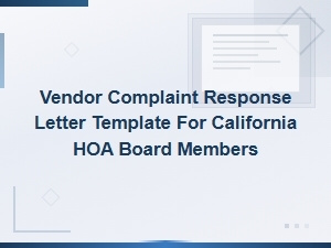 Vendor Complaint Response Letter Template for Ca Hoas